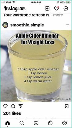 Exotic Recipe: Apple cider vinegar drink for weight loss fast - Detox fat burning drink lose 20 lbs Lose Stomach Fat Fast, Vinegar Drinks, Health Planner