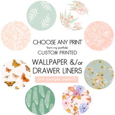 a bunch of different types of wallpapers with the words choose any print custom printed