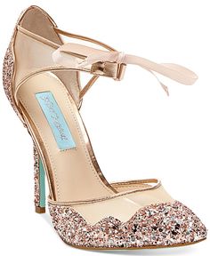 The Stela evening sandals by Blue by Betsey Johnson update your look with sparkling style and an ultra-feminine ribbon tie at the ankle. | Imported | Glitter upper | Almond closed-toe evening sandals Wedding Shoes Sandals, Background Heart, Blue By Betsey Johnson, Blue Wedding Shoes, Betsey Johnson Shoes, Evening Sandals, Glitter Heels