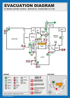 Emergency evacuation diagram AS3745-2010 Australia Sydney Map Signage, Information Board, Fire Training, Emergency Plan, Hospital Design