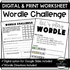 two worksheets for the word challenge with words and pictures on them, including an image