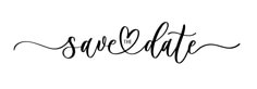 save the date handwritten lettering in black ink on white paper with an inscription underneath it