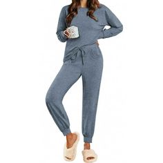 Fantaslook Womens Pajamas Sets Long Sleeve Top And Pant With Pockets Lounge Wear Set Oufits Womens lounge set designed with long sleeve tops, adding a casual and stylish style.The solid color and crew neck make womens pajamas sets more home leisure.The regular hem and long sleeve gives womens pajamas & loungewear a flattering and feminine fit.This pajama sets with cross stitching "X" design under the neckline makes you statement. Full length pajama pant with elastic waistband, features loose fit Womens Lounge Set, Womens Lounge, Lounge Wear Set, Womens Pajamas, X Design, Plus Size Pajamas, Pajamas Sets, Pajama Pant, Womens Pyjama Sets