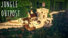 an image of a jungle outpost in minecraft with the words jungle outpost above it