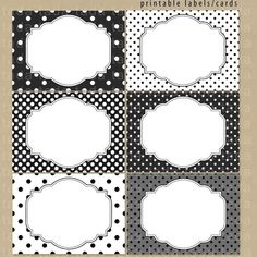 four different black and white polka doted labels with the words printable labels on them