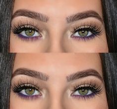 Laura Badura brows 90s Eye Makeup, Different Eyeliner Looks, 1920 Makeup, Under Eye Liner, Purple Eyeliner, Hazel Eye Makeup, Makeup Looks For Green Eyes, Purple Eye Makeup