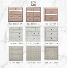 the different drawers are shown in various sizes and colors