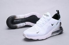 Nike Air Max 270 White Black Spectrum AH8050-101 Men's Women's Running Shoes - NikeShoesZone.com Nike Running Shoes For Men, Nike Air Max 270 White, Running Magazine, Mens Sport Sneakers, Nike Running Shoes Women, Sneaker Nike, Adidas Supernova, Yoga Iyengar