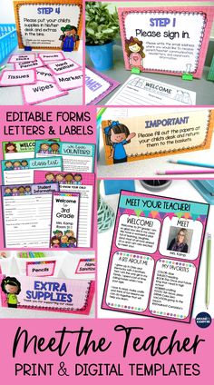 printable editable forms, letters and labels for teachers to use in the classroom