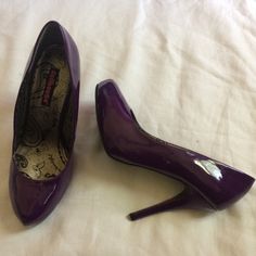 4in Heels Preowned Great Condition Never Worn Purple 4-inch Heel Wedding Heels, Purple Suede High Heel Heels, Dollhouse Shoes, Luxury Purple Heels With 4-inch Heel, Purple Pointed Toe Heels With 4-inch Heel, Purple 4-inch Heel Synthetic Heels, Purple Heels, Dark Purple, Shoes Women Heels