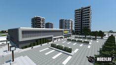 Modern Supermarket, Minecraft Images, Minecraft Structures, Minecraft City, Minecraft Construction, Sims House Plans