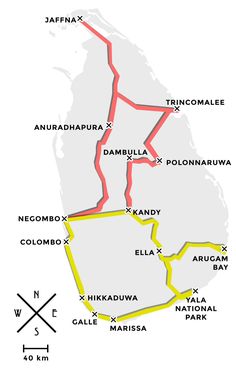 a map showing the location of various roads