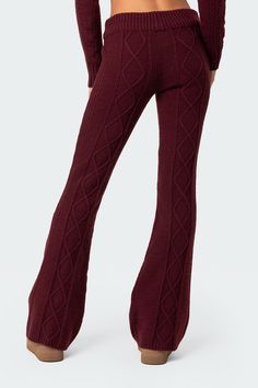 PRODUCT INFO Pants Flared fit Cable knit fabric Matching set Polyester, Rayon Model wears size S Model height is 5'8 Item care: Wash with similar color Lounge Wear Stylish, Visionary Fashion, Fabric Matching, Y2k Vibes, Cute Box Braids Hairstyles, Flared Pants, Knit Set, Knit Pants, Alternative Outfits