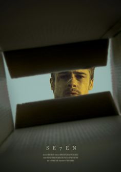 the poster for seven shows a man looking out from an open window with his eyes closed