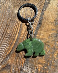 Canadian Nephrite Jade Keychain. The jade is carved out of the wolf rat deposit at the Kutcho Mine Keychain Measures Approximately 35mm Jade Charm, Bear Keychain, Bear Carving, Chinese Jade, Jade Bangle, Nephrite Jade, Jade Earrings, Jade Bracelet, Jade Carving