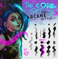 the core set for arcanea style is shown with different hair types and colors