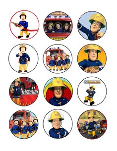 Fireman Sam Co-Workers Hose Fire Truck Fire Hose Helmets Edible Cupcake Topper Images ABPID07018 Make A Cake, Edible Cupcake Toppers, Cake And Cupcakes, Cake Printing