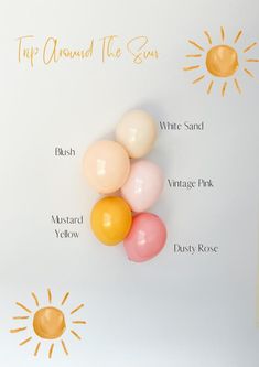 balloons arranged on top of each other with the words tip around the sun