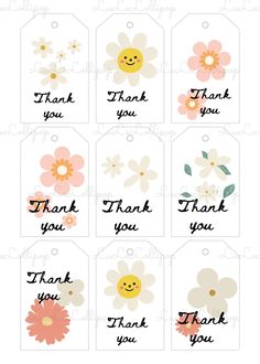 thank you tags with flowers on them