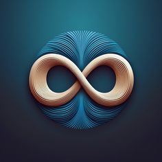 an infinite sign is shown in the middle of a blue and gold background with waves