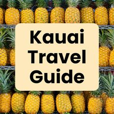 several rows of pineapples with the words kauai travel guide above them