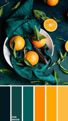 an orange color scheme with green and oranges