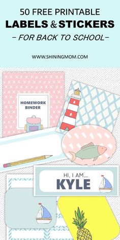 printable labels and stickers for back to school with the text, 50 free printable