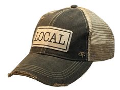 "Add a touch of trendy nostalgia to your everyday look with our "LOCAL" Distressed Trucker Cap. Made from a comfortable cotton/polyester blend, this unisex cap features a vintage distressed design in black and mesh back for breathability. With an adjustable snapback strap, it's the perfect fit for everyone. Support your local community in style!" Boat Hair, Funny Trucker Hat, Jeep Hair, Distressed Baseball Cap, Local Color, Local Pride, Vintage Trucker Hats, Vintage Cap, Mesh Cap