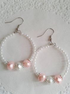 Easy Handmade Earrings, Earrings Formal, Anting Manik, Earrings Diy Handmade, White Pearl Earrings, Formal Jewelry, Beaded Earrings Tutorials, Beaded Earrings Diy, Bracelets Handmade Diy