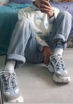 Pastel Blue Outfit, Softboy Outfits, Soft Boy Outfits, Pastel Outfit, Swaggy Outfits, Men Fashion Casual Outfits, Mode Inspo, Blue Outfit