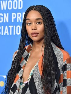 20 Braids Hairstyles for No Edges - Braid Hairstyles Laura Harrier Braids, Bread Hairstyles For Black Women, Long Micro Braids For Black Women, Breaded Hairstyles, Micro Box Braids, Layered Braids, Colored Box Braids, Laura Harrier, Dark Purple Hair