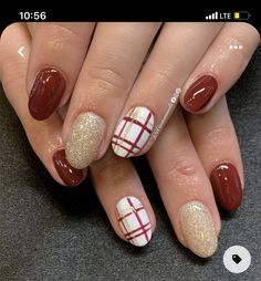 Xmas Plaid Nails, Plaid Nail Designs Fall Short, Plaid Fingernail Designs, Christmas Plaid Nails Acrylic, Plaid Nail Designs Christmas, How To Do Plaid Nails, Christmas Plaid Nails Design, Thanksgiving And Christmas Nails, Buffalo Plaid Nails Christmas