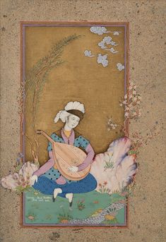 Persian Miniature Painting Iran, Persian Miniature Art, Persian Miniature Painting, Tea Dyed Paper, Persian Painting, Dyed Paper, Mughal Paintings