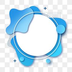 an abstract blue and white circle frame with circles on it, transparent background png