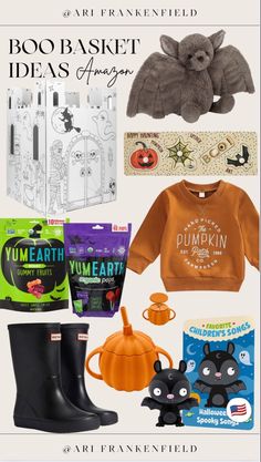 an assortment of halloween items including boots, sweaters and other things to make it look like