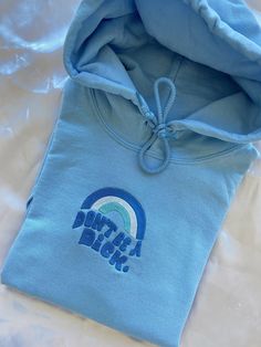 Custom Hoodies Ideas, Diy Embroidery Shirt, Light Blue Hoodie, Aesthetic Hoodies, Order Design, Shirt Print Design, Etsy Instagram, Embroidered Clothes