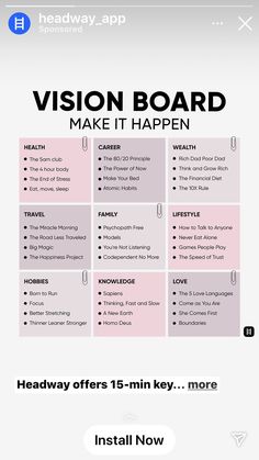 the vision board has been updated to help you learn how to use it for business purposes