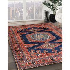 100% machine washable, simply throw it in the washing machine, lay it flat to dry, and enjoy your fresh and clean rug. Bungalow Rose Rug Size: Rectangle 7' x 9' | Red Rectangle 7' x 9' Area Rug - Bungalow Rose 100% Machine Washable Traditional 2578 Area Rug 108.0 x 84.0 x 0.08 in blue / navy / Polyester / Chenille | Wayfair Red And Blue Rug Living Room, Blue Rugs Living Room, Moody Office, Red Rectangle, Rose Rug, Rug White, Rug Blue, Clean Rug, New Living Room