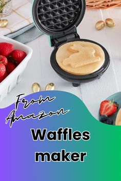 waffles maker with strawberries in the background