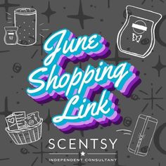 the june shopping link is shown in purple and blue with white lettering on grey background