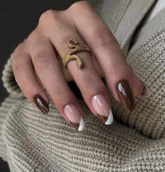 Round Nail Designs, Minimal Nails Art, Simple Fall Nails, November Nails, Fall Nail Trends, October Nails, Nagel Tips, Christmas Nails Acrylic, Thanksgiving Nails