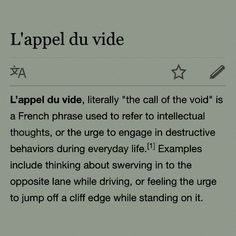 an article about lapel du vide written in english and french on a piece of paper