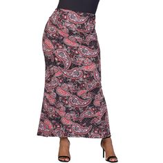 Take on any adventure with our beautiful plus size fold over maxi skirt! Made from a soft, comfortable material, this skirt features a stylish black paisley print that is perfect for fall. Dress it up with heels or keep it casual with flats either way, you will love the comfort and style of this must have skirt. Casual Maxi Skirt, Midi Sweater Skirt, Printed Maxi Skirt, Womens Maxi Skirts, Fall Dress, Printed Maxi Skirts, Denim Maxi Skirt, Pink Paisley, Plus Size Skirts