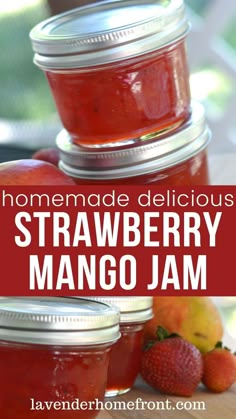 How to make strawberry mango jam. Canned Jam Recipes, Jellies And Jams, Strawberry Jams, Strawberry Peach Jam, Homemade Jams, Jam Making, Jams And Jellies, Mango Jam Recipe