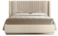 a bed with an upholstered headboard and foot board is shown in front of a white background