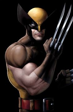 a painting of wolverine with claws on his chest