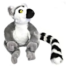 a stuffed animal sitting on top of a white floor next to a raccoon