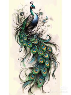 Peacock Tattoo Drawing, Peacock Tattoo For Women, Peacock Hip Tattoo, Peacock Tattoos For Women, Peacock Back Tattoo, Pavo Real Tattoo, Peacock Tattoo Thigh, Peacock Thigh Tattoo For Women