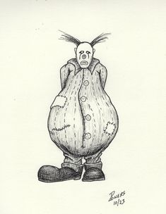 a drawing of a cartoon character standing with his head in the air