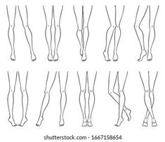 the legs and ankles of people with long, slender legs are shown in different positions